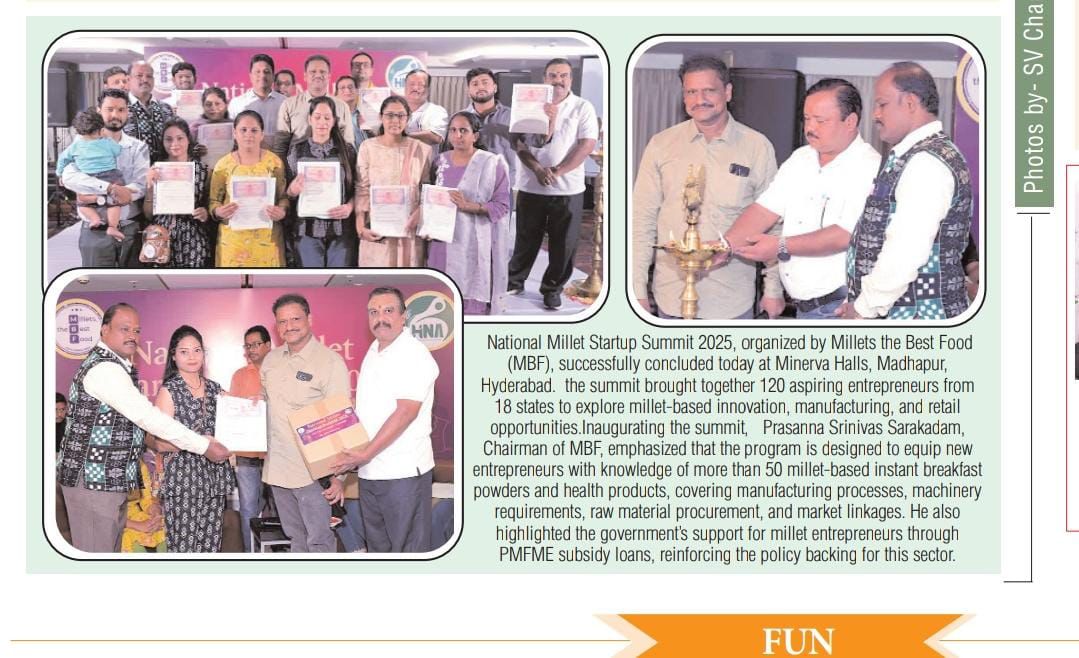 Press Coverage — National Millet Startup Summit 2025 — 120 entrepreneurs from 18 states convene